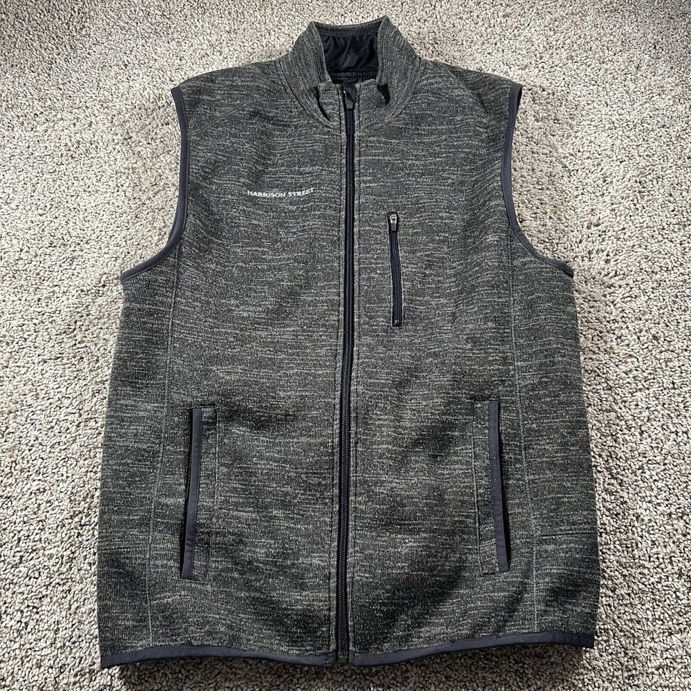 Johnnie O West Coast Prep Sweater Mens‎ Medium Gray Full Zip Vest Preppy Classic
